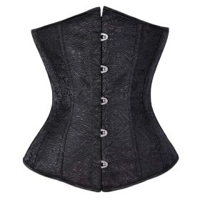 Women's Lace Up Boned Bridal Under Bust Corset Top Low Back, Black