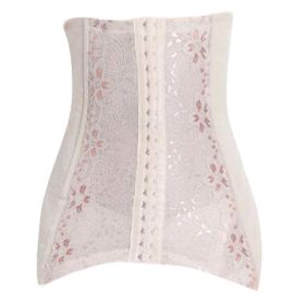 Womens Lace Underbust Waist Trainer Cincher Body Sculpting Wear Long Corset, Beige