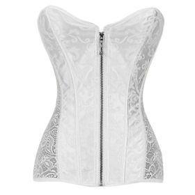 Lace Sexy Boned Corset Lace-Up Overbust Bustier Body Sculpting Wear Top Bridal Corset, White