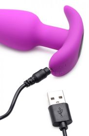 21x Silicone Butt Plug With Remote (Color: Purple)