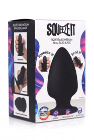 Squeezable Silicone Anal Plug (Color: Black)