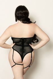 Fishnet and Strappy Elastic Teddy (Color: Black, size: Queen Size)