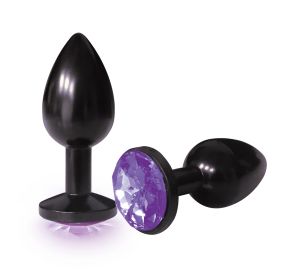 The 9's the Silver Starter Anodized Bejeweled Stainless Steel Plug (Color: Purple|Black)