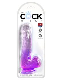 King Cock Clear 6 Inch With Balls (Option: Purple)