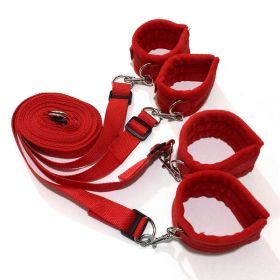 1 Set Of BDSMS Bed Restraints Kit; Wrist Leg Restraint System Hand & Ankle Cuff Bed Restraints Sex Bondage Position Support Sling Sex Play (Items: B, Color: Red)