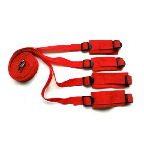 1 Set Of BDSMS Bed Restraints Kit; Wrist Leg Restraint System Hand & Ankle Cuff Bed Restraints Sex Bondage Position Support Sling Sex Play (Items: A, Color: Red)