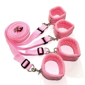 1 Set Of BDSMS Bed Restraints Kit; Wrist Leg Restraint System Hand & Ankle Cuff Bed Restraints Sex Bondage Position Support Sling Sex Play (Items: B, Color: Pink)