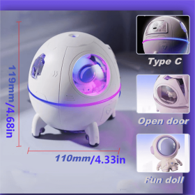 1pc 220ML Rechargeable Space Capsule Air Humidifier; USB Ultrasonic Cool Mist Aromatherapy Water Diffuser With Led Light Astronaut (model: Rechargeable Type, Color: Purple)