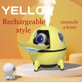 1pc 220ML Rechargeable Space Capsule Air Humidifier; USB Ultrasonic Cool Mist Aromatherapy Water Diffuser With Led Light Astronaut (model: Rechargeable Type, Color: Yellow)