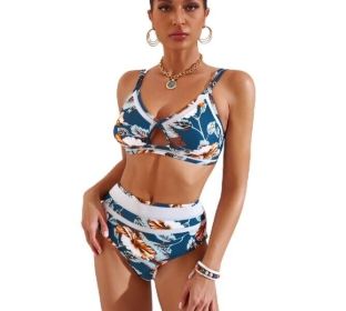 2 Piece Bikini Floral Swimsuit Swimsuit (Color: colorful, size: L)