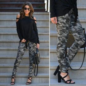 Autumn Casual Pants Sexy Slim Fit Camouflage Printed Casual Pants (Color: Camouflage, size: M)