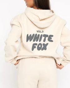 Hoodie-white Fox Outerwear -two Pieces Of Hoodie Suits Long -sleeved Hooded Outfit Set Jst (Color: Apricot, size: M)