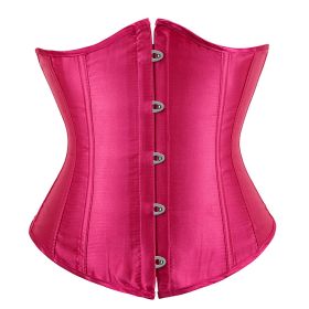 SEXY Gothic Underbust Corset and Waist cincher Bustiers Top Workout Shape Body Belt Plus size Lingerie S-6XL (Color: Rose, size: XXL)