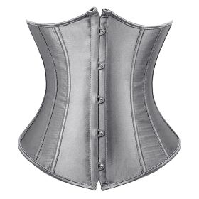 SEXY Gothic Underbust Corset and Waist cincher Bustiers Top Workout Shape Body Belt Plus size Lingerie S-6XL (Color: Gray, size: L)