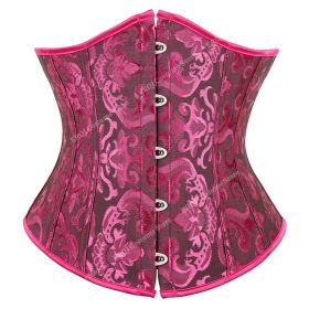 SEXY Gothic Underbust Corset and Waist cincher Bustiers Top Workout Shape Body Belt Plus size Lingerie S-6XL (Color: BlackRose, size: XXXL)