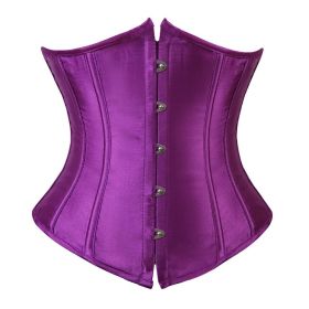 SEXY Gothic Underbust Corset and Waist cincher Bustiers Top Workout Shape Body Belt Plus size Lingerie S-6XL (Color: Purple, size: XXL)