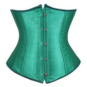 SEXY Gothic Underbust Corset and Waist cincher Bustiers Top Workout Shape Body Belt Plus size Lingerie S-6XL (Color: Green, size: XXL)