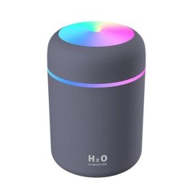 USB Cool Mist Sprayer Portable 300ml Electric Air Humidifier Aroma Oil Diffuser with Colorful Night Light for Home Car (Color: Black)