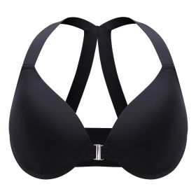 Plus Size Front Closure Bras For Women; Comfortable T-Shirt Bra; Sexy Racer Back Design; Ultra Soft And Lightweight; Women's Lingerie; Underwire (Color: Black, size: 38C(85C))