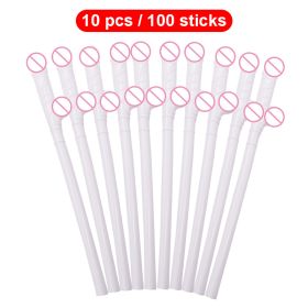 10Pcs Drinking Penis Straws Bride Shower Sexy Hen Night Drink Penis Dick Novelty Nude Straw For Bar Bachelorette Party Supplies (Ships From: China, Color: White)