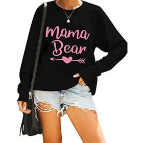 Autumn and winter women's new sweatshirt lazy print loose hoodie sweatshirt (Color: Black, size: M)