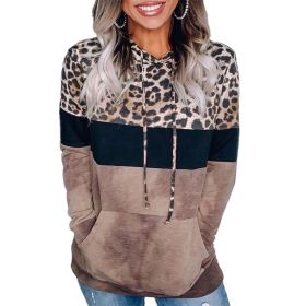 Fall/Winter Women's Leopard Print Loose Hooded Long Sleeve Sweater (Color: brown, size: M)