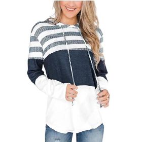 Womens Striped Color Block Hoodies Pullover Sweatshirts (Color: White, size: M)