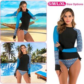 Women 2 Piece Long Sleeve Swimsuit Swim Shirt Bathing Wetsuit (size: S)