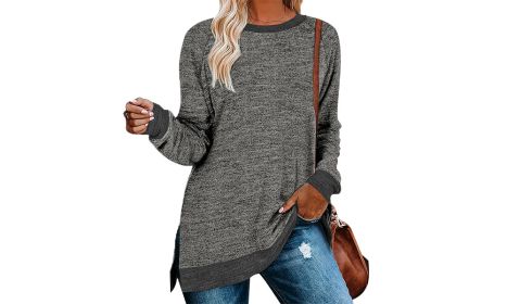 Women Ultra Soft Long Sleeve Sweatshirts Individuality Fashion Long Sleeve Top (Color: Dark Grey, size: M)