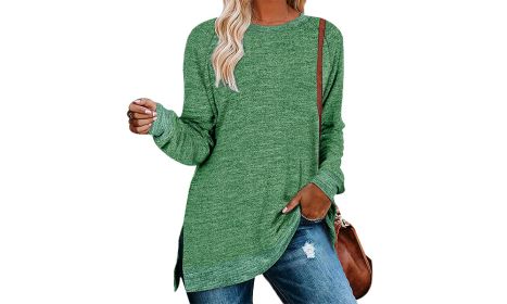 Women Ultra Soft Long Sleeve Sweatshirts Individuality Fashion Long Sleeve Top (Color: Green, size: M)