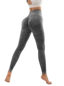 Women's Hollow Wide Band Waist Sports Leggings With Butt Ruching, Scrunch Butt Lifting Tights Seamless Yoga Tummy Control Pants (Color: Balck, size: S)