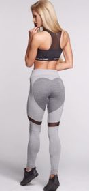 Explosive Ass Love Mesh Stitching Sports Yoga Leggings (Color: grey, size: M)