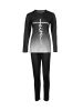 Letter Print 2pcs Set; Gradient Long Sleeve T-shirt & Solid Skinny Pants