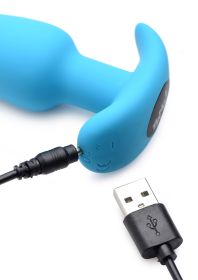 21x Silicone Butt Plug With Remote (Color: Blue)