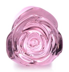 Pink Rose Glass Anal Plug (Color: Pink)